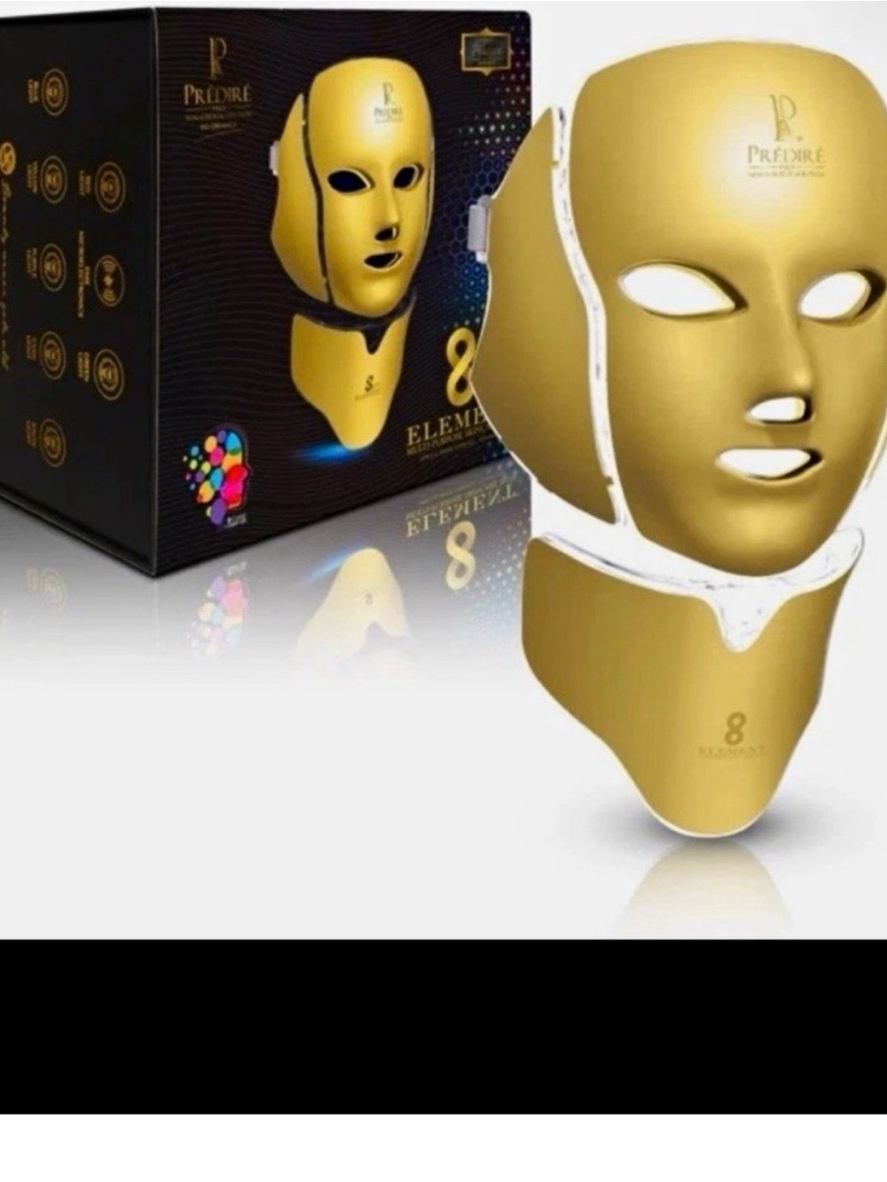 Predire Paris 8-Element Gold LED Facial and neck Mask - Gold NIB
